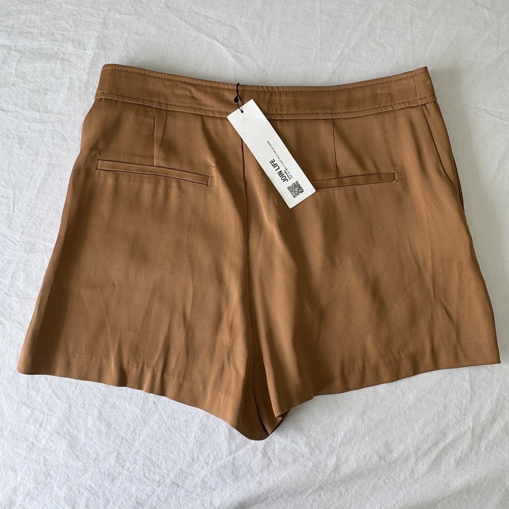 NWT Zara Camel Brown High Waisted Tailored Shorts 100% Viscose Dressy 8757/607 S - Picture 12 of 13